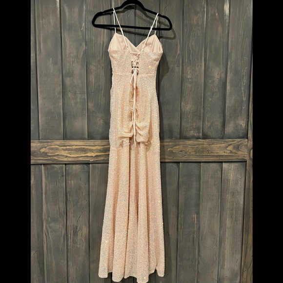 Prom Homecoming sequin long formal dress blush pink midnight doll - Picture 6 of 11